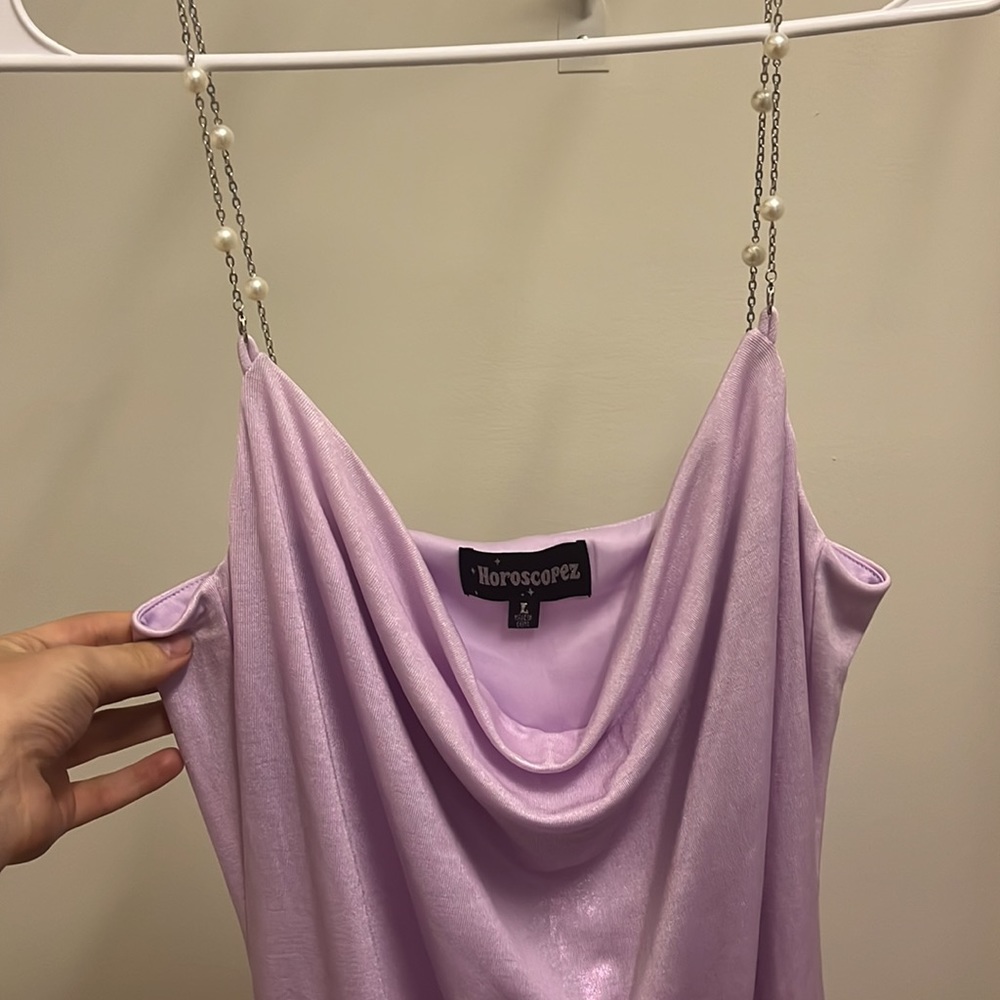 Fun pink shimmery dress with pearl details, large and runs large, HOROSCOPEZ